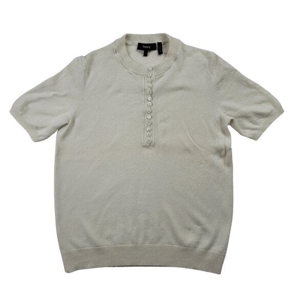 Theory Cap Short Sleeve 100% Cashmere Sweater Top Knit - Picture 2 of 12